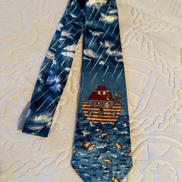 Mens Blue and Brown Nautical Tie‎ - Picture 6 of 7